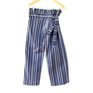 Maria Garcia Women’s Pants Wide Leg Capri Shorts Striped Belt Bow High Waisted 6